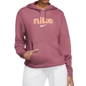 Nike Women's Mauve Club Fleece Pullover Hoodie with Peach Logo